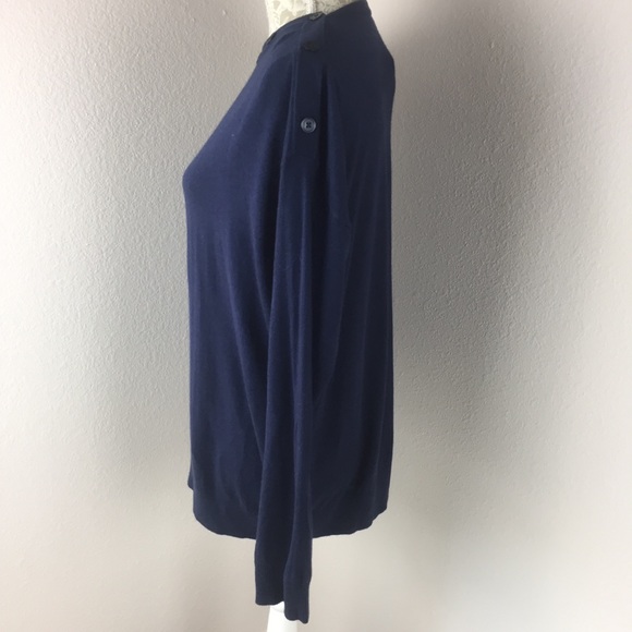 NWT Jeanne Pierre Cashmere Blend Navy Blue Sweater Large Buttons - Picture 3 of 8